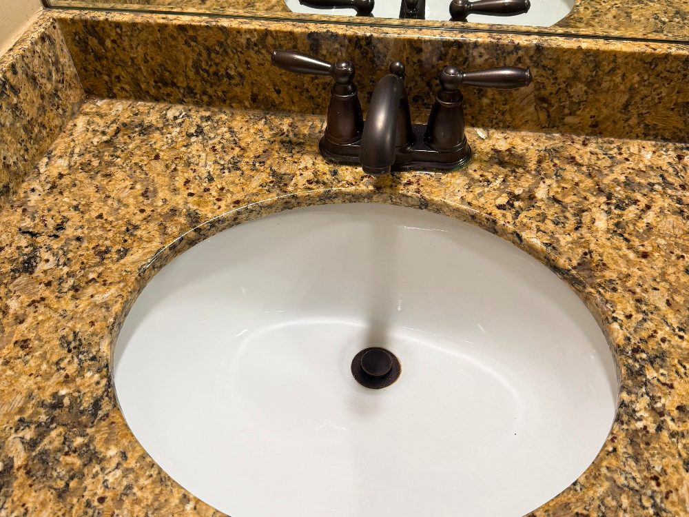 Bathroom vanity sink after cleaning